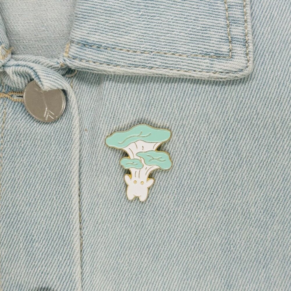 ☀️Enamel Pin Funny Cartoon Brooches Cute Humanoid Elf Mushroom Mint White☀️